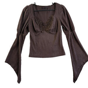 Rowme Butterfly blouse size s Y2K style babydoll top, whimsigoth, forest fairy